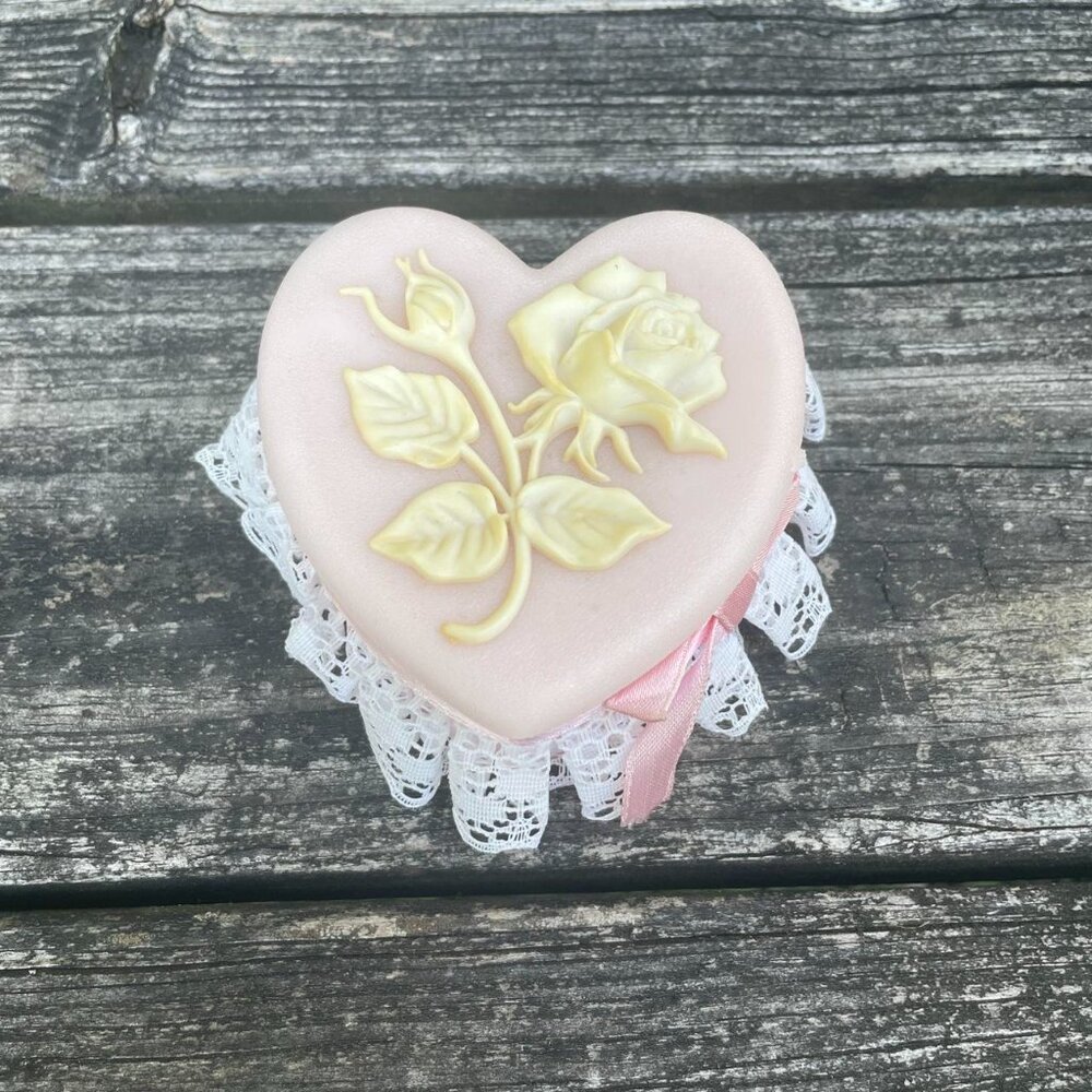 Vintage Pink Plastic Heart Shaped Jewelry Box/ Trinket box